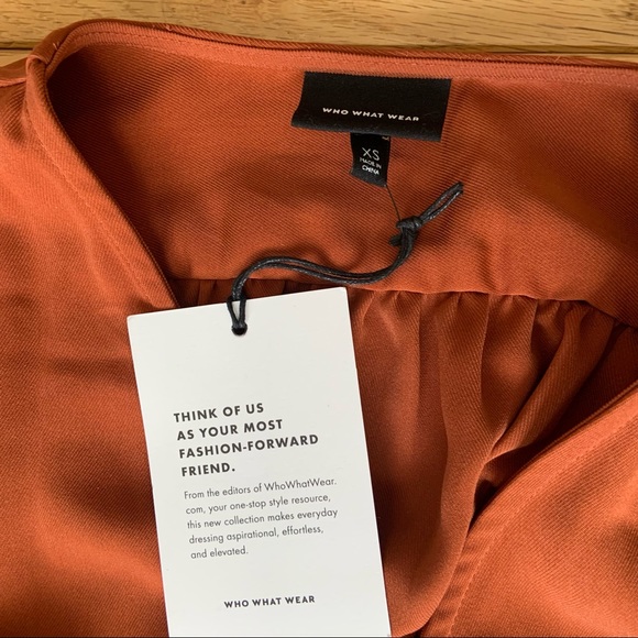 NWT Who What Wear Arabian Spice Burnt Orange Rust Midi Half Wrap Dress XS - Picture 5 of 6
